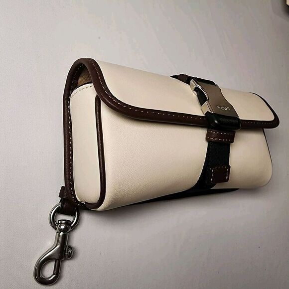 NWT Coach CU238 Leather Racer Pouch In Chalk Maple - Picture 2 of 6